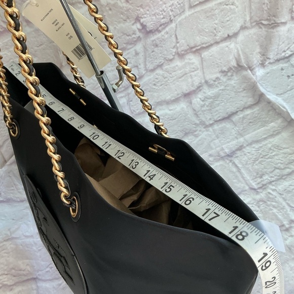 Tory Burch Ella Chain Black Nylon Tote Bag - Picture 8 of 13
